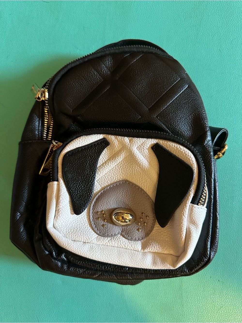 Betsey Johnson Black and White Puppy Mini Backpack